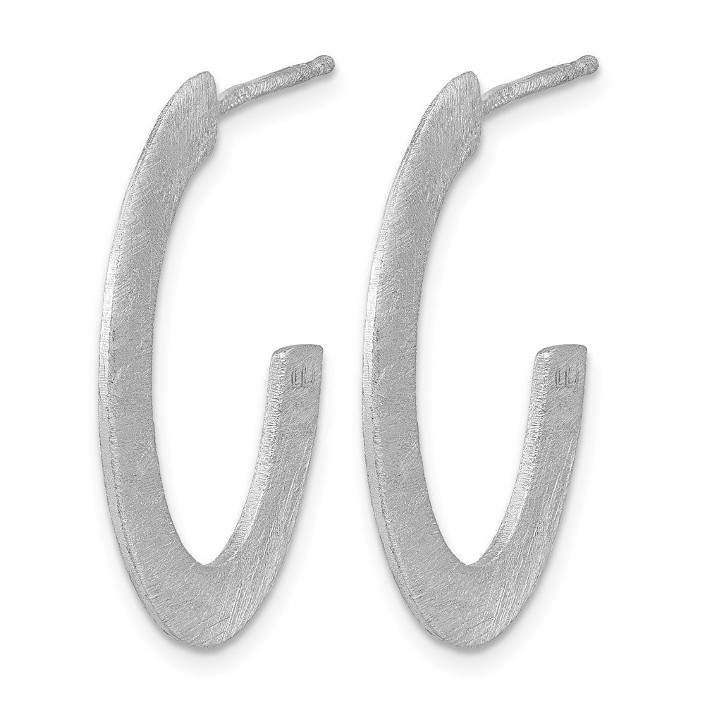 Sterling Silver Rhodium-plated Scratch Finish J-Hoop Post Earrings