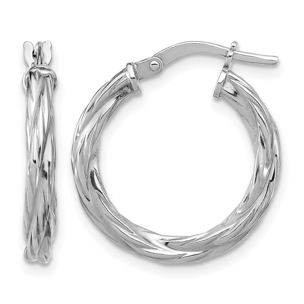 Sterling Silver Rhodium-plated Polished Twisted Hoop Earrings