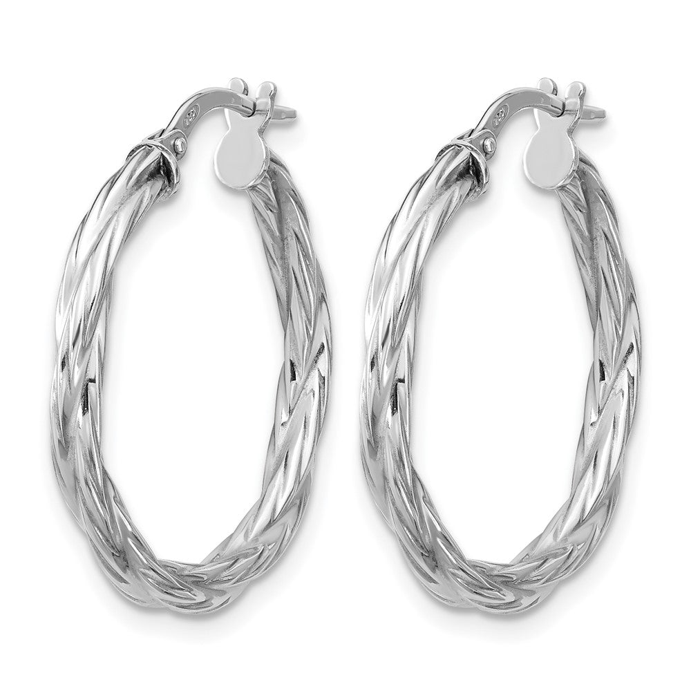 Sterling Silver Rhodium-plated Polished Twisted Hoop Earrings