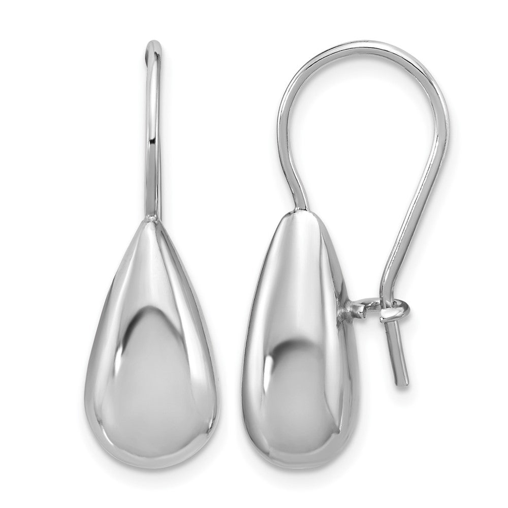 ' Sterling Silver Rhodium-plated Polish Teardrop Dangle Earrings