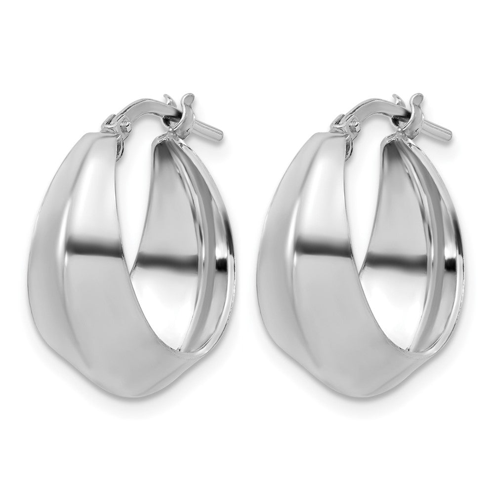 Sterling Silver Rhodium-plated Polished Graduated Hoop Earrings