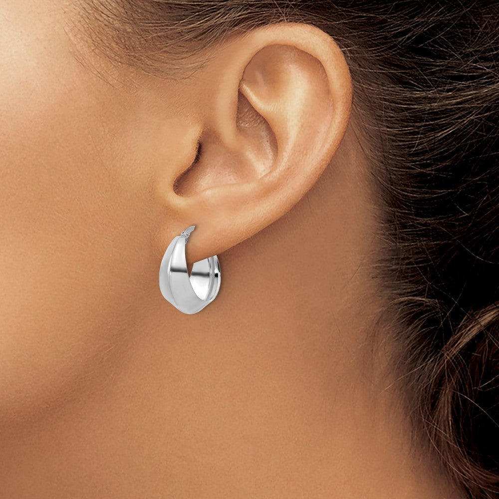 Sterling Silver Rhodium-plated Polished Graduated Hoop Earrings