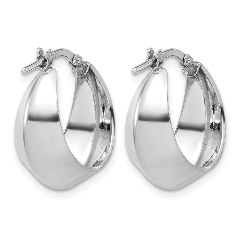 Sterling Silver Rhodium-plated Polished Graduated Hoop Earrings
