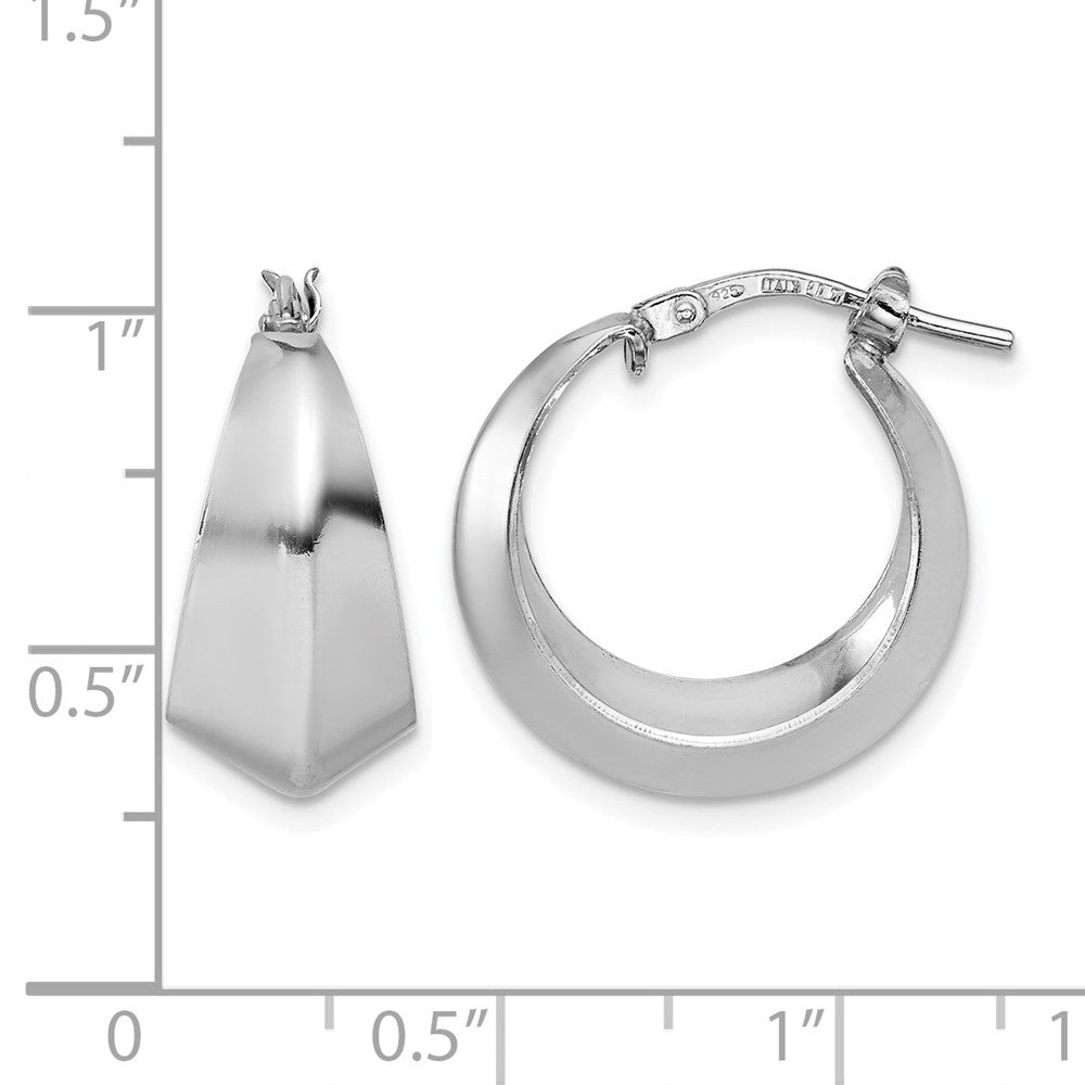 Sterling Silver Rhodium-plated Polished Graduated Hoop Earrings