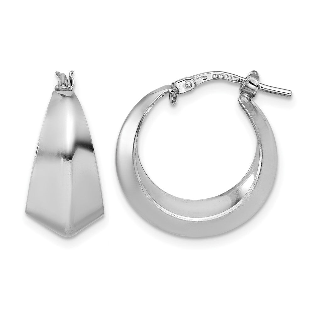 Sterling Silver Rhodium-plated Polished Graduated Hoop Earrings