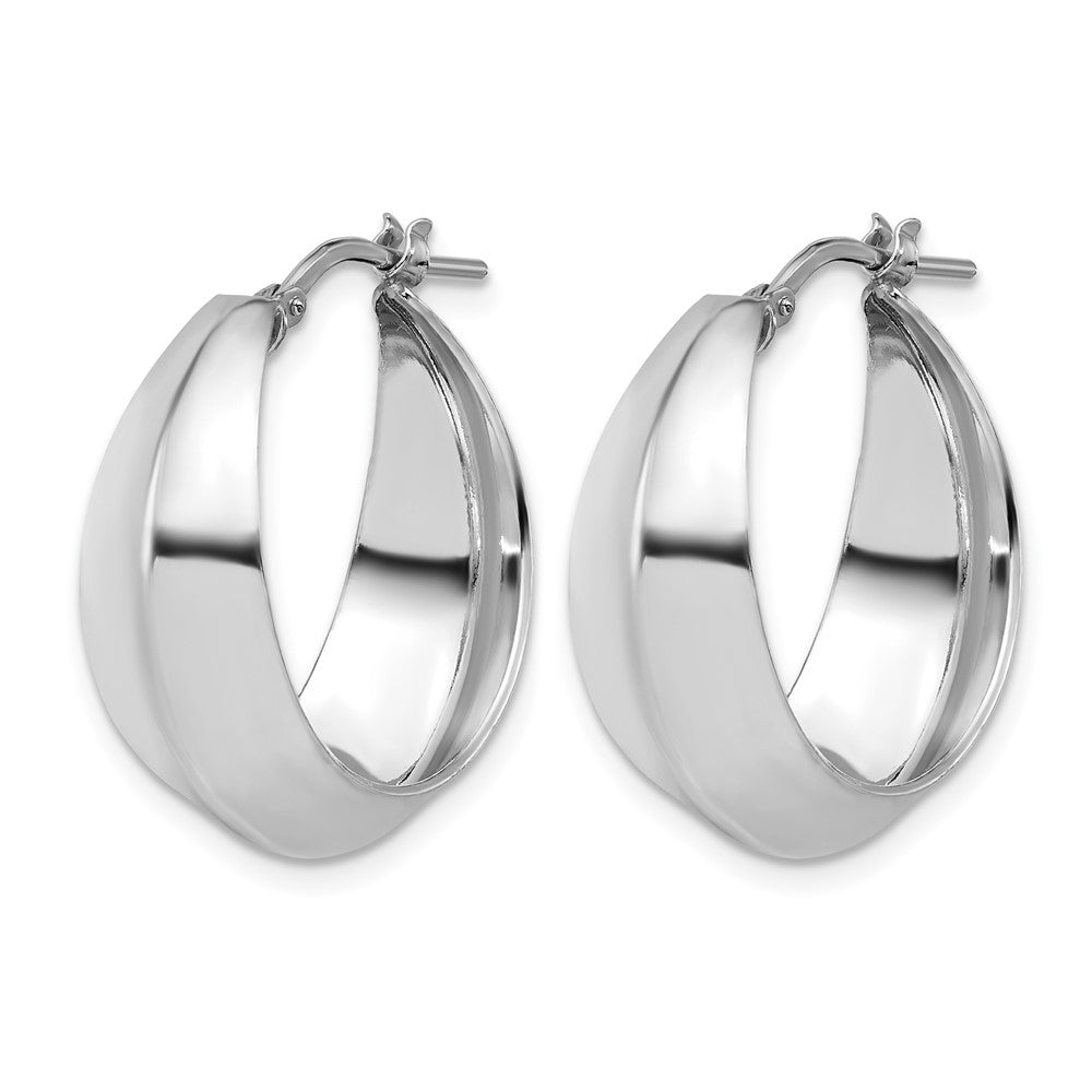 Sterling Silver Rhodium-plated Polished Graduated Hoop Earrings