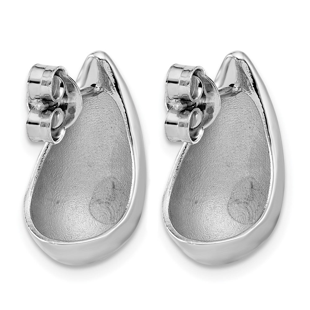 Sterling Silver Rhodium-plated Polished Puff Teardrop Post Earrings