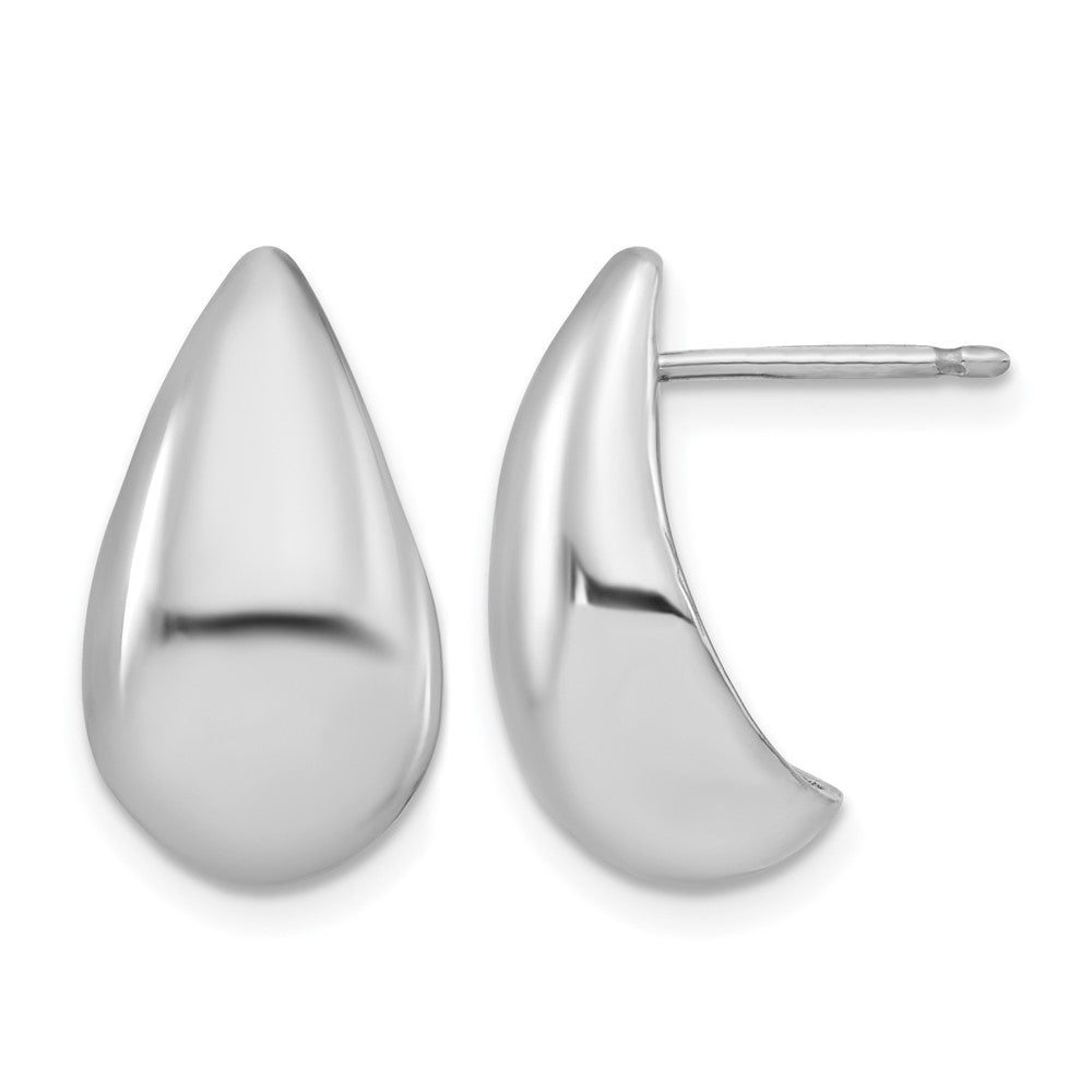 Sterling Silver Rhodium-plated Polished Puff Teardrop Post Earrings