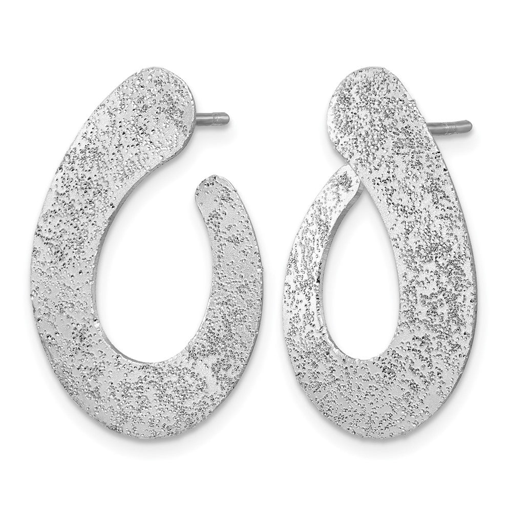 SS Rhodium-plated Radiant Essence Textured Teardrop Post Earrings