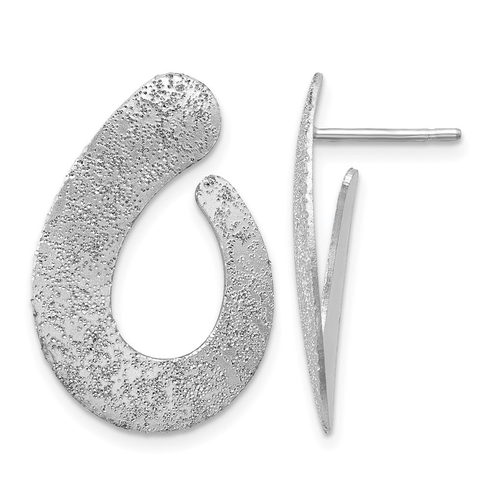 SS Rhodium-plated Radiant Essence Textured Teardrop Post Earrings