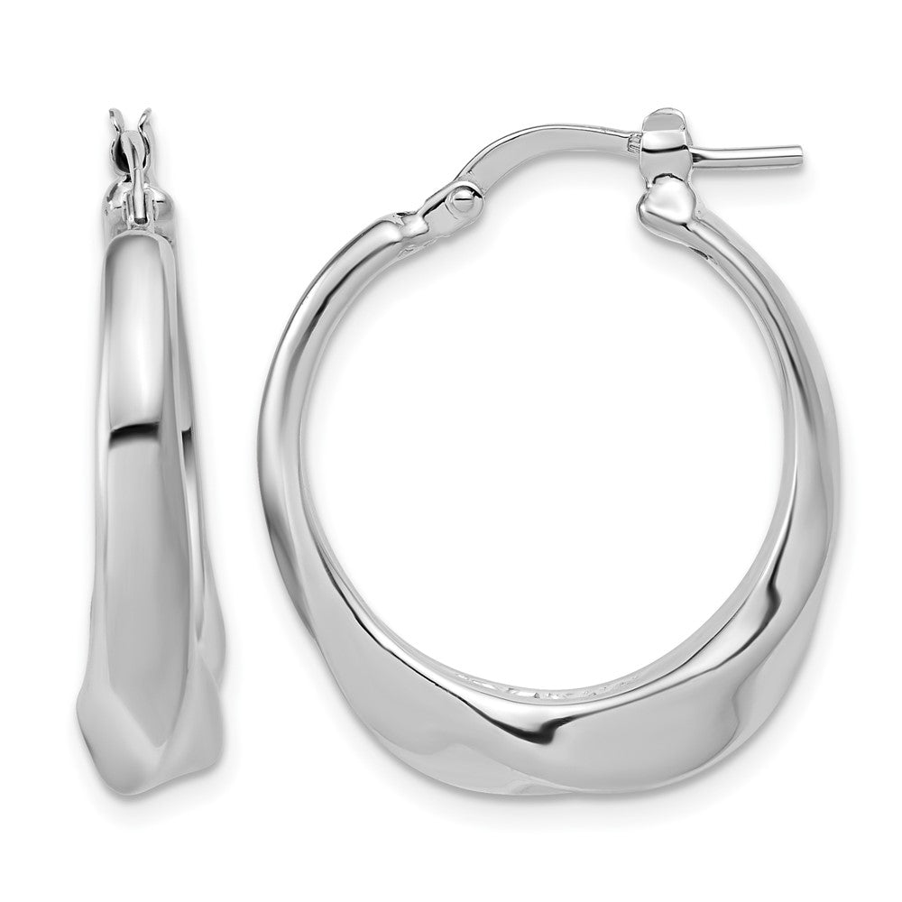 Sterling Silver Rhodium-plated Polished Twisted Hollow Hoop Earrings