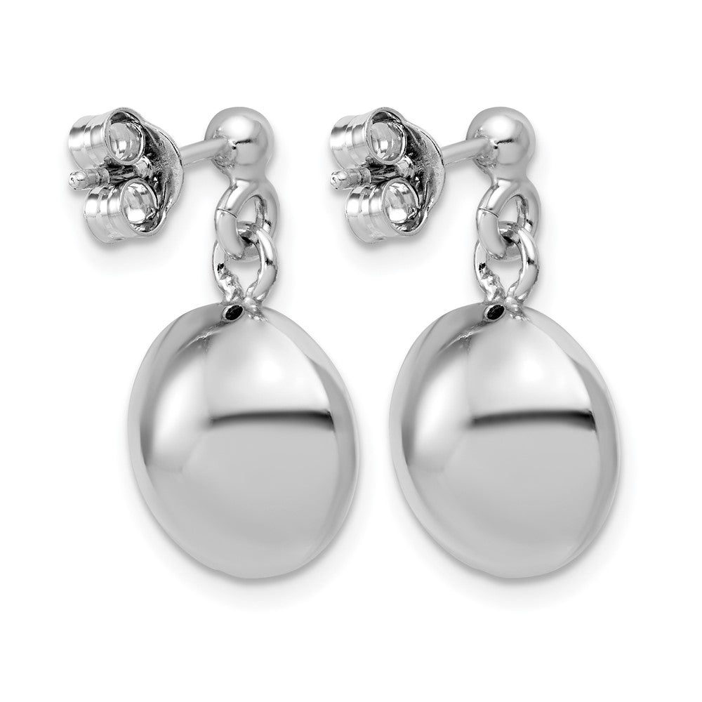 Sterling Silver Rhodium-plated Polished Domed Post Dangle Earrings