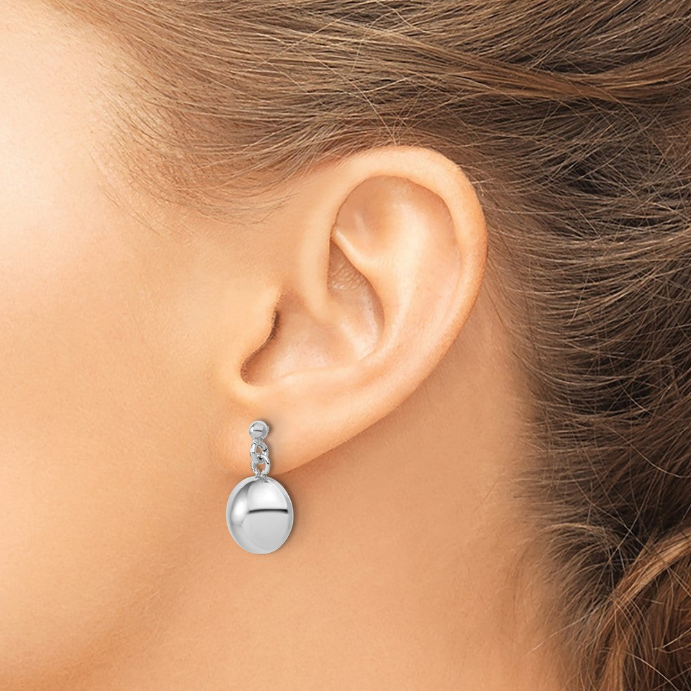 Sterling Silver Rhodium-plated Polished Domed Post Dangle Earrings