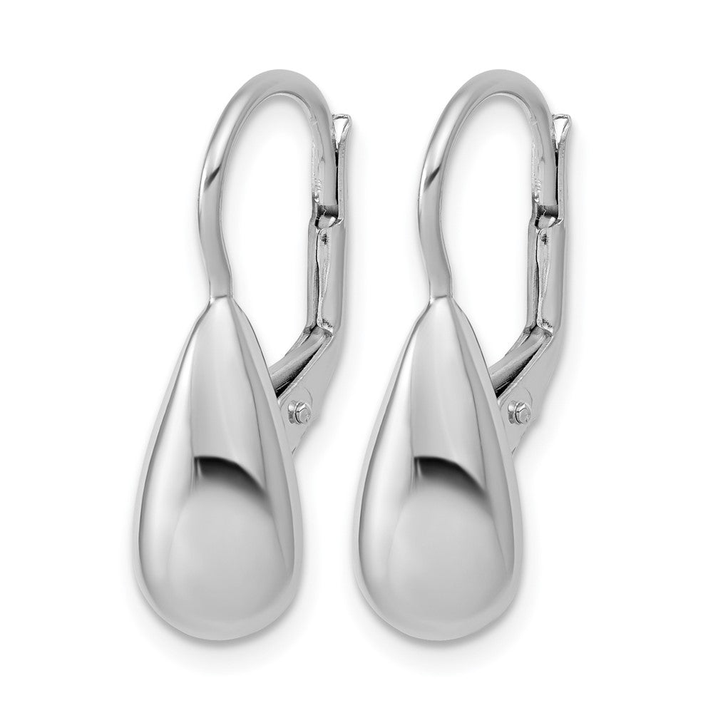 Sterling Silver Rhodium-plated Polished Teardrop Leverback Earrings