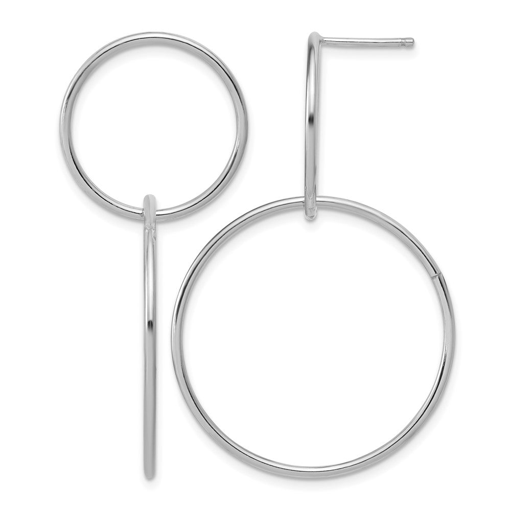 Sterling Silver Rhodium-plated Polished Circles Post Dangle Earrings