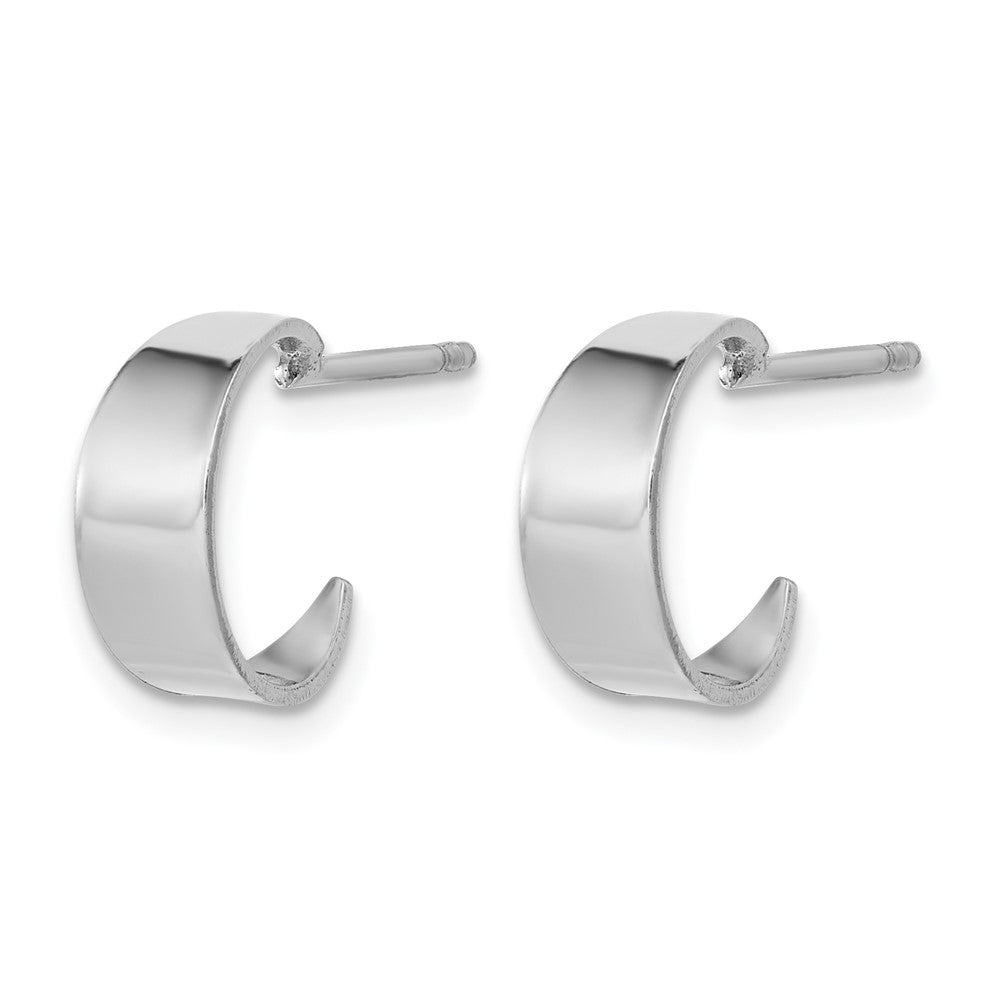 Sterling Silver Rhodium-plated Polished C-Hoop Post Earrings