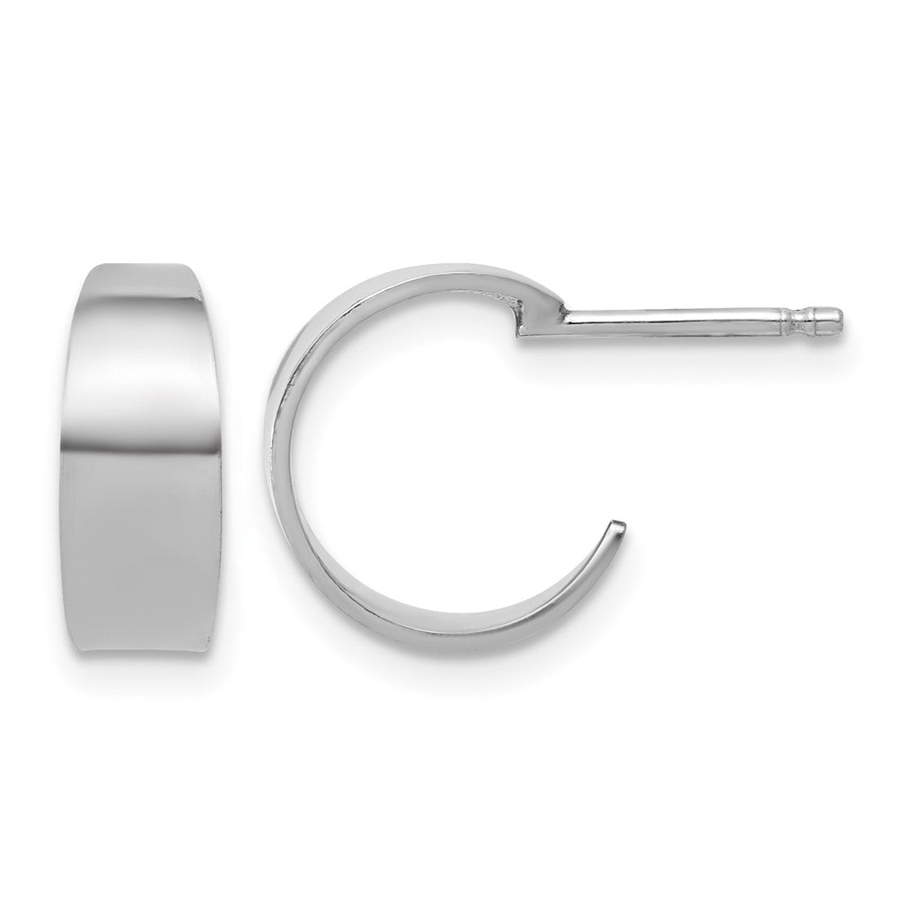 Sterling Silver Rhodium-plated Polished C-Hoop Post Earrings