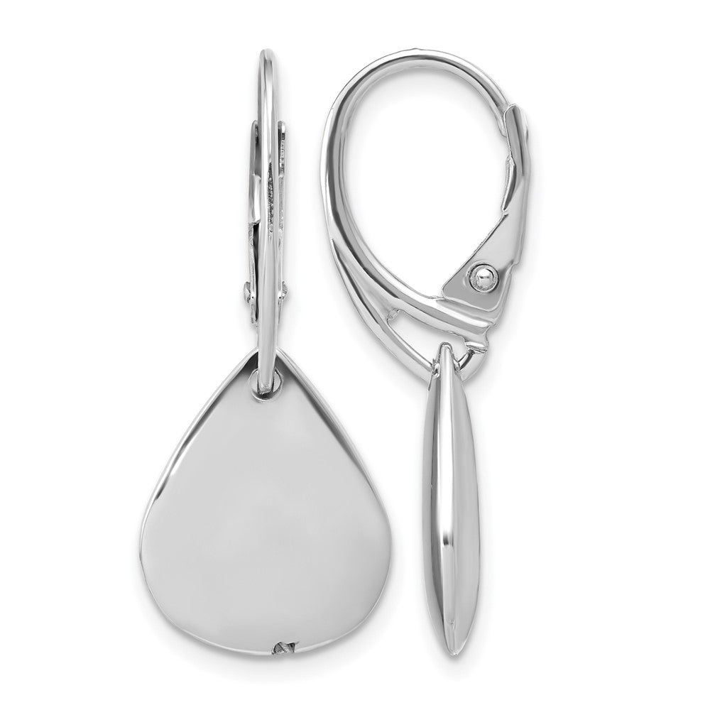 Sterling Silver Rhodium-plated Pol. Teardrop Leverback Earrings
