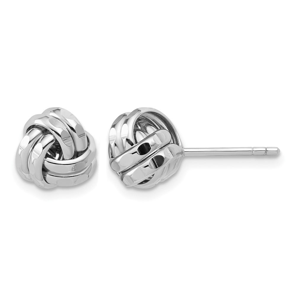 Sterling Silver Rhodium-plated Polished and Diamond-cut Love Knot Post