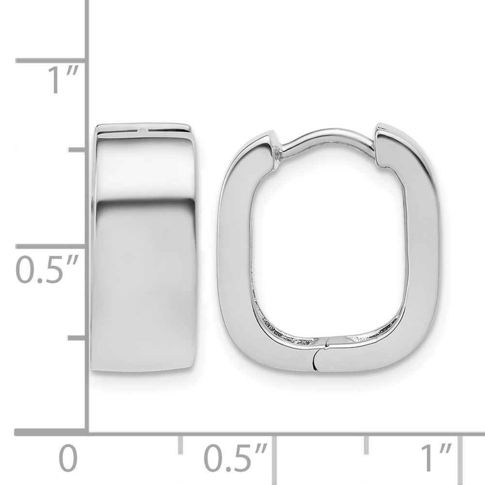 Sterling Silver Rhodium-plated Polished Squared Hinged Huggie Hoop Earr