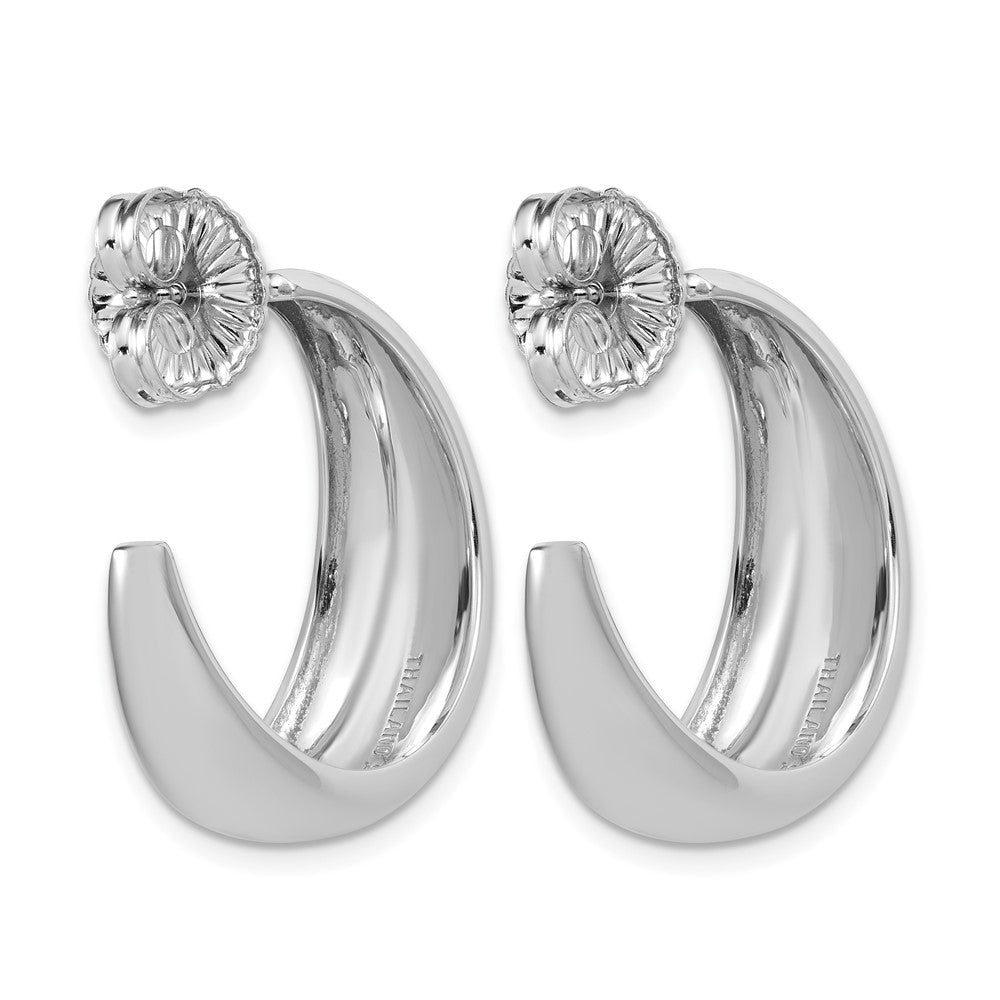 Sterling Silver Rhodium-plated Polished Graduated J-hoop Post Earrings