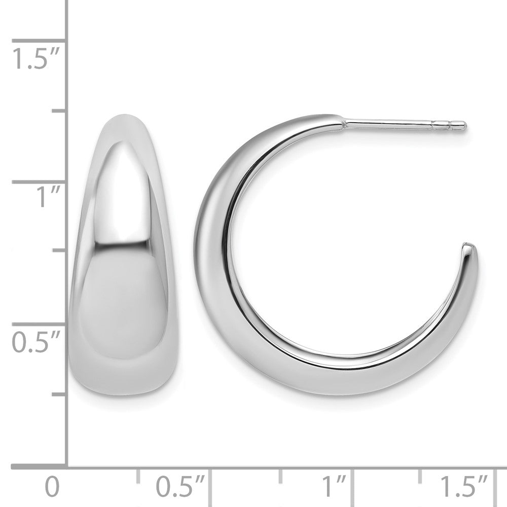Sterling Silver Rhodium-plated Polished Graduated J-hoop Post Earrings