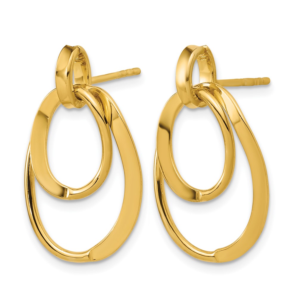 Sterling Silver Gold-plated Polished Fancy Oval Dangle Earrings