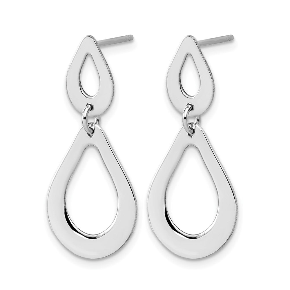 Sterling Silver Rhodium-plated Polished Teardrop Dangle Post Earrings