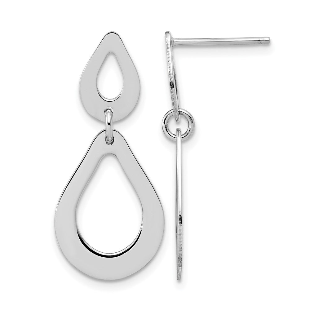 Sterling Silver Rhodium-plated Polished Teardrop Dangle Post Earrings