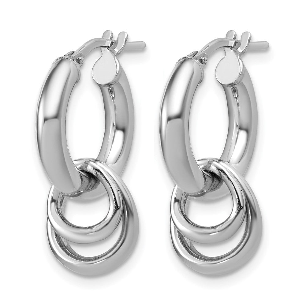 Sterling Silver Rhodium-plated Polished Circle Dangle Hoop Earrings