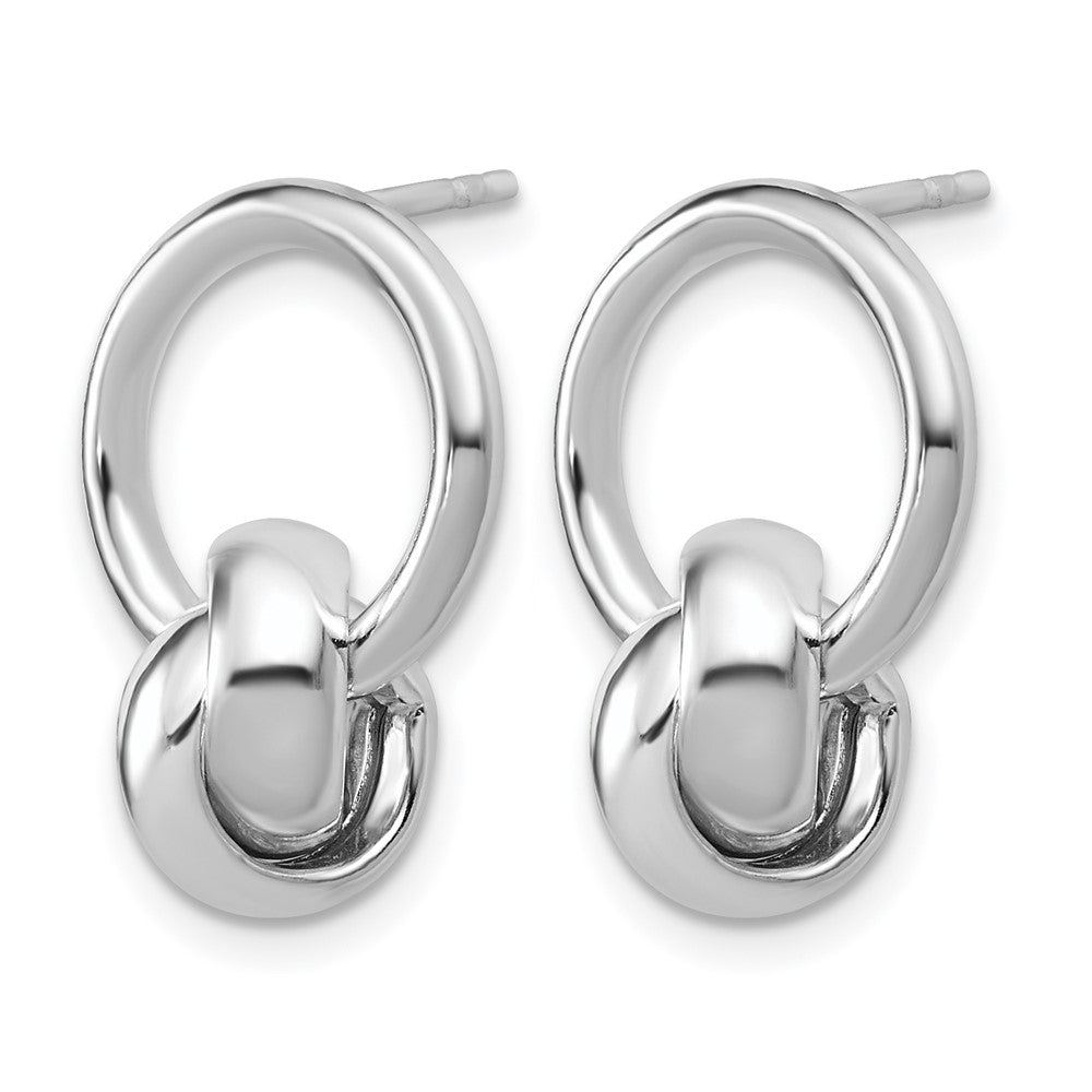 Sterling Silver Rhodium-plated Polished Circle Dangle Post Earrings