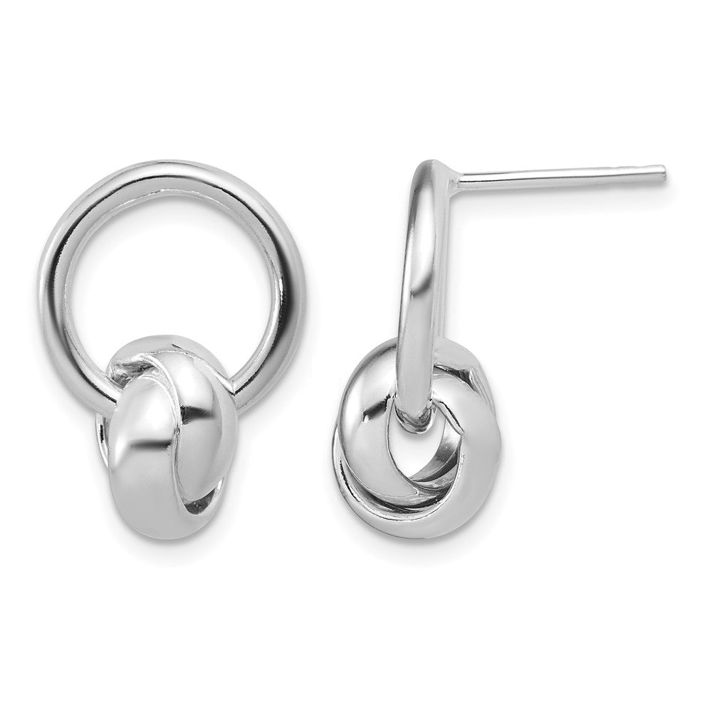 Sterling Silver Rhodium-plated Polished Circle Dangle Post Earrings