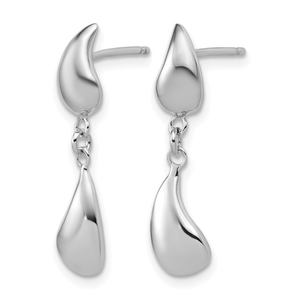 Sterling Silver Rhodium-plated Polished Teardrop Dangle Post Earrings
