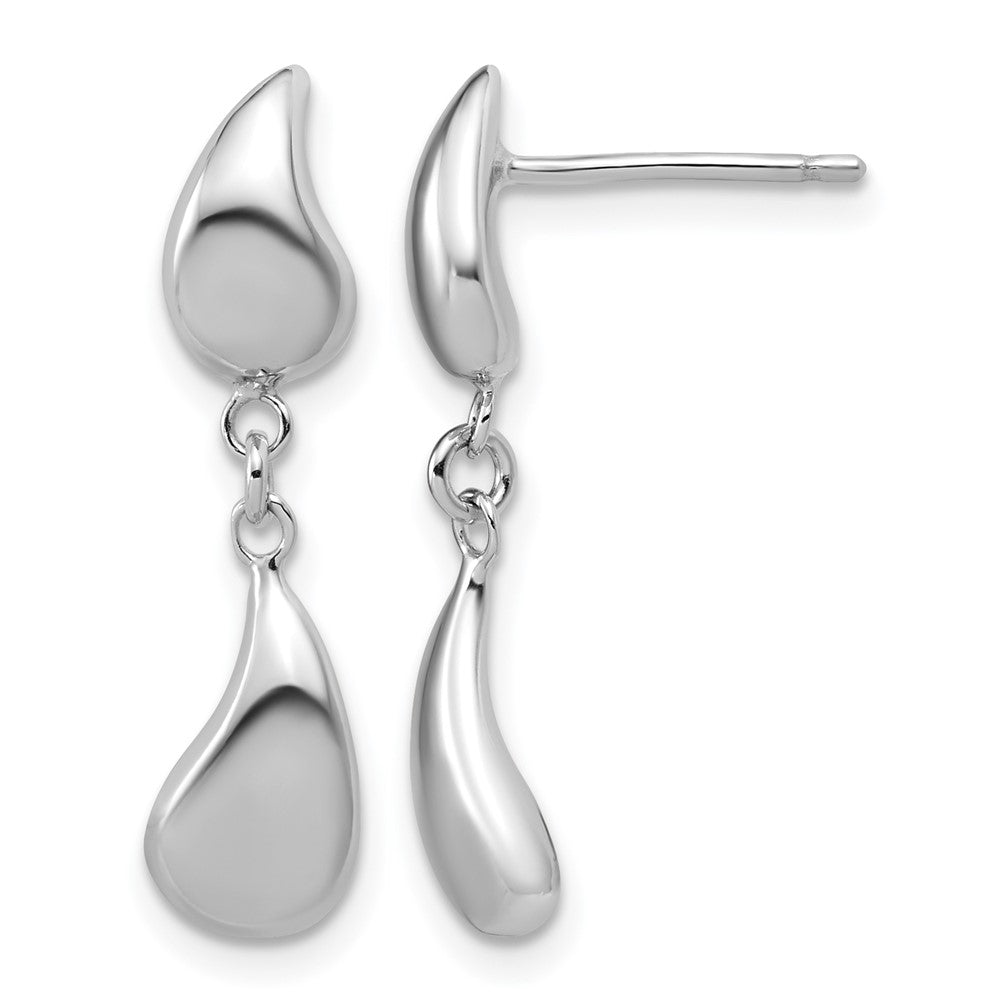 Sterling Silver Rhodium-plated Polished Teardrop Dangle Post Earrings