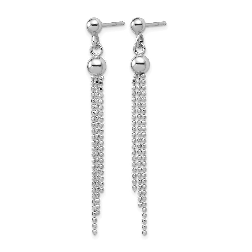 Sterling Silver Rhodium-plated Polished Diamond-cut Fancy Dangle Post Earrings
