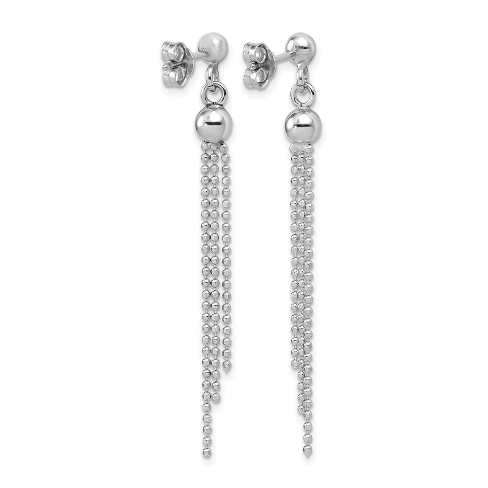 Sterling Silver Rhodium-plated Polished Diamond-cut Fancy Dangle Post Earrings