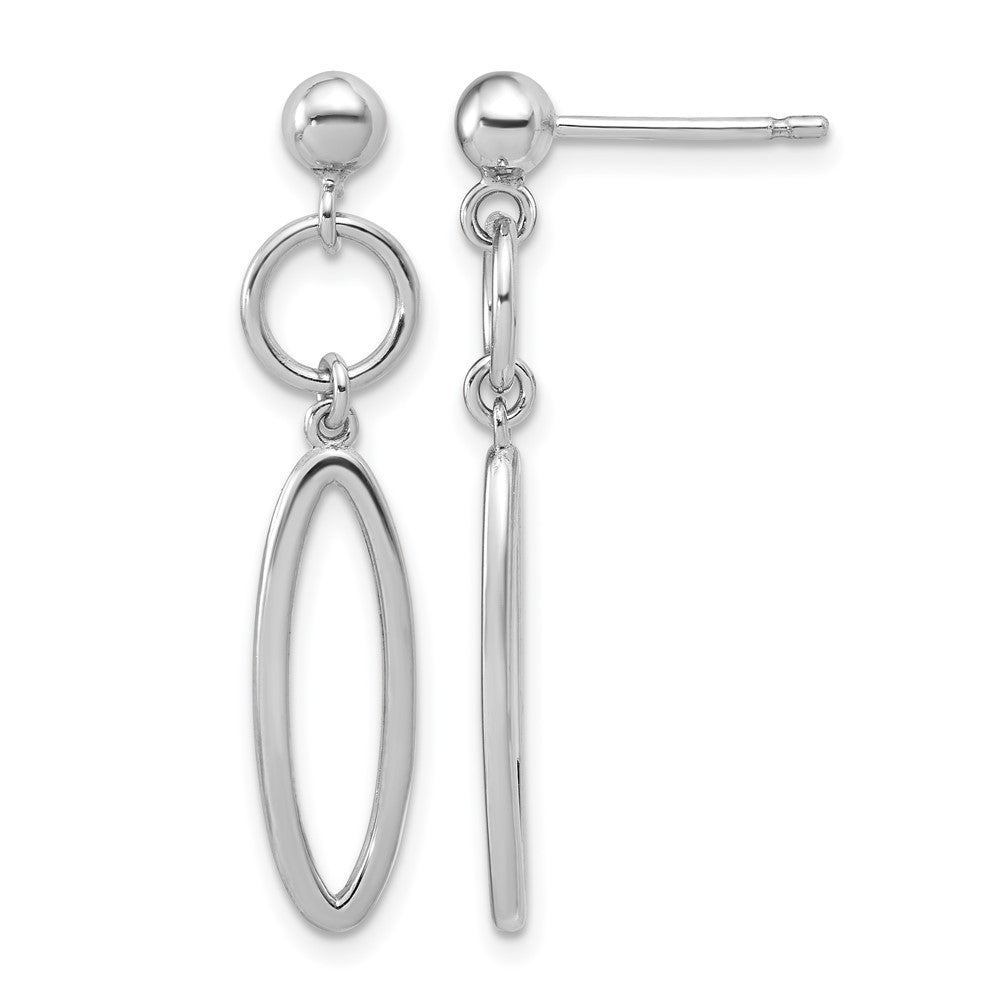 Sterling Silver Rhodium-plated pol. Geometric Dangle Post Earrings