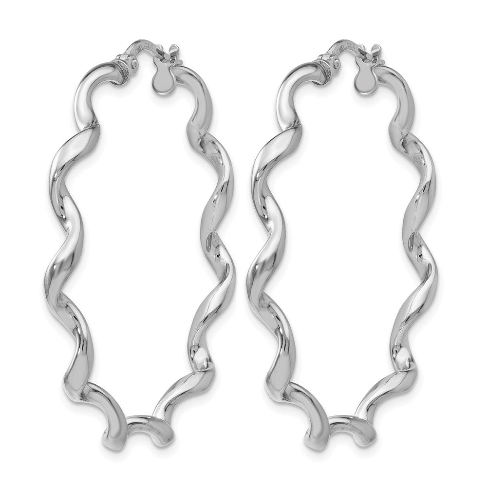 Sterling Silver Rhodium-plated Polished Twisted Hoop Earrings