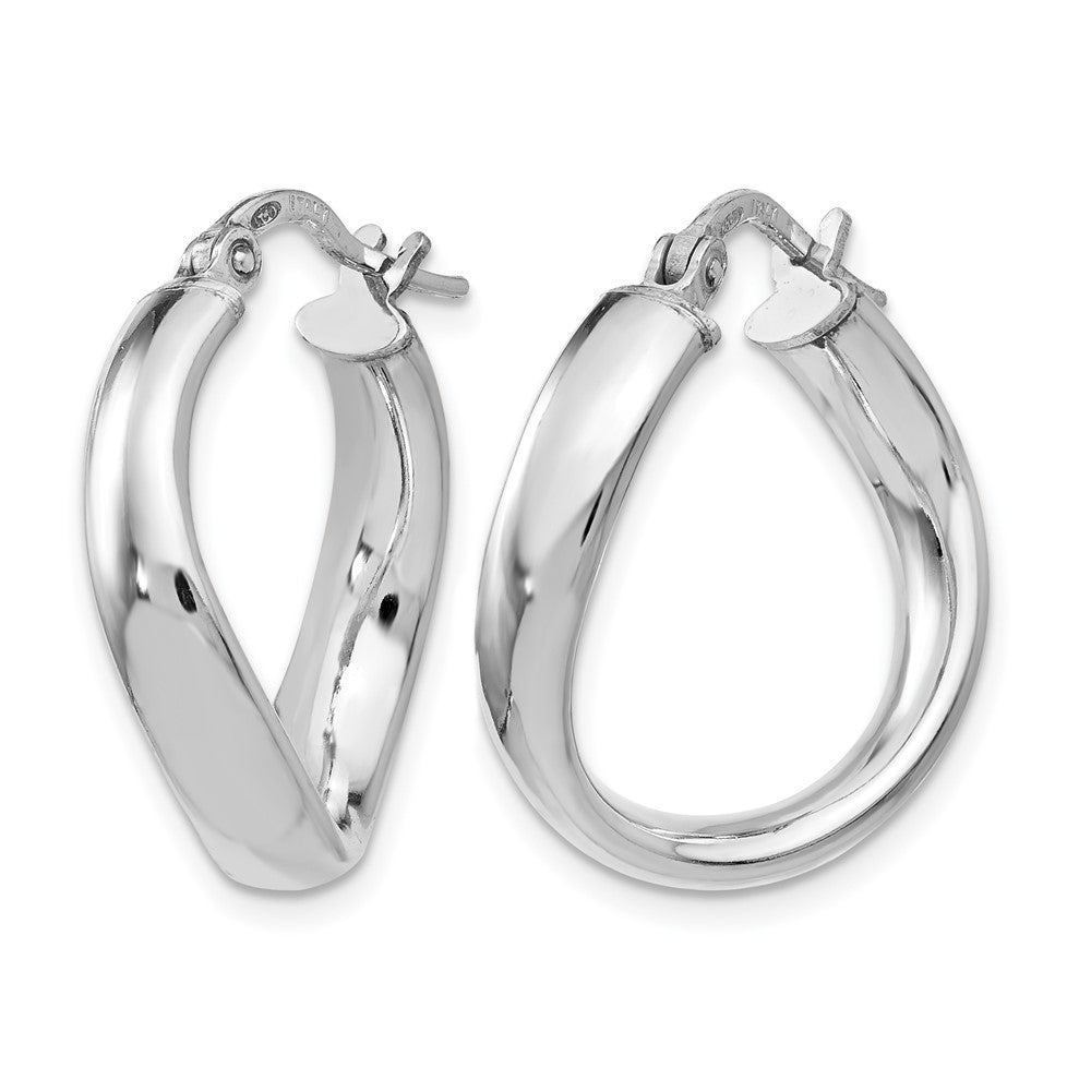 Sterling Silver Rhodium-plated Polished Twisted Hoop Earrings