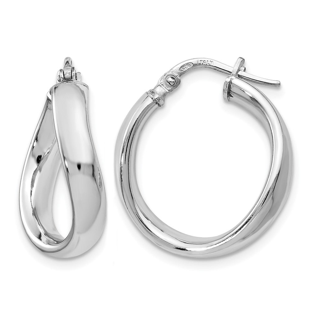 Sterling Silver Rhodium-plated Polished Twisted Hoop Earrings