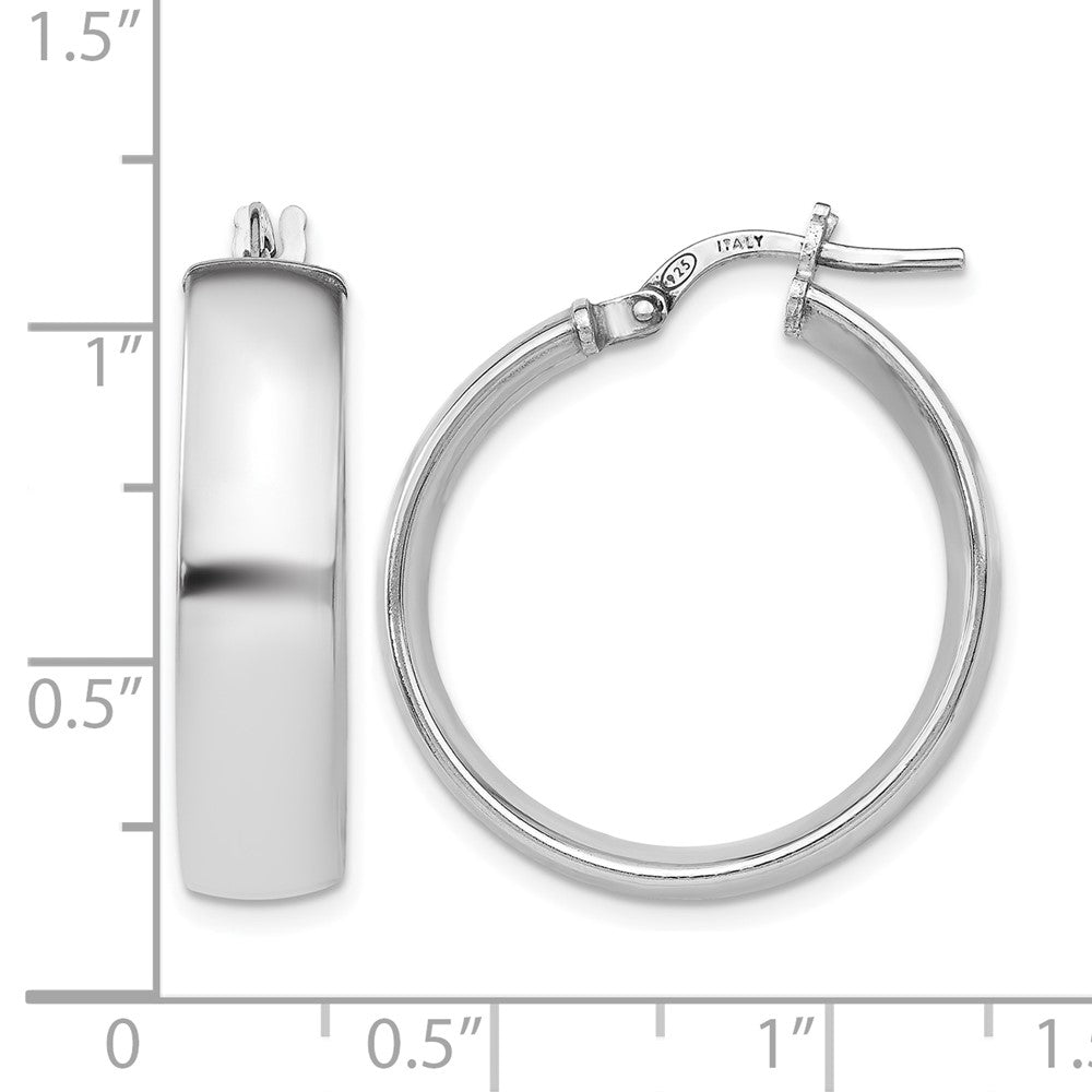 Sterling Silver Rhodium-plated Polished Hinged Hoop Earrings