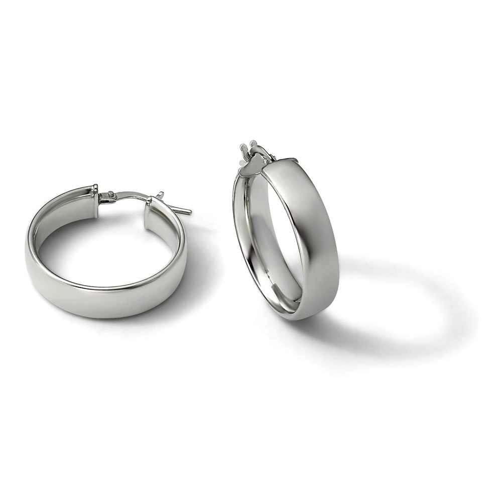 Sterling Silver Rhodium-plated Polished Hinged Hoop Earrings