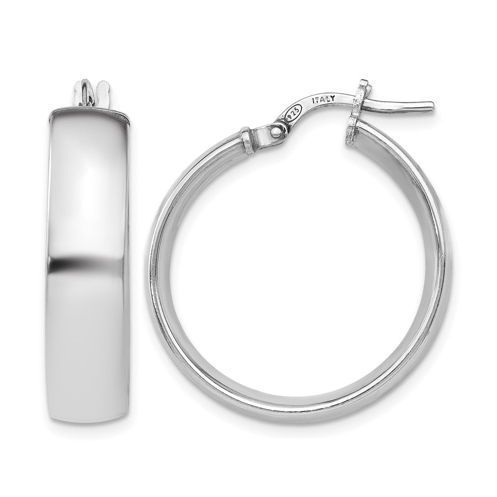 Sterling Silver Rhodium-plated Polished Hinged Hoop Earrings