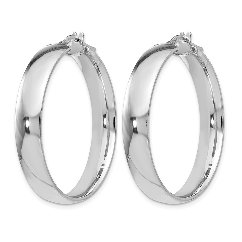 Sterling Silver Rhodium-plated Polished Hinged Hoop Earrings