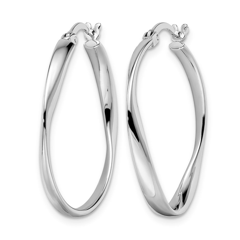 Sterling Silver Rhodium-plated Polished Hoop Earrings