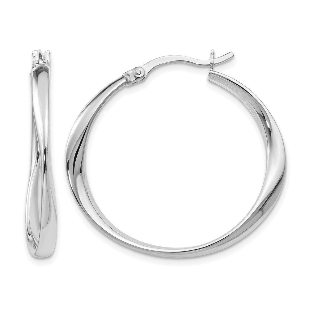 Sterling Silver Rhodium-plated Polished Hoop Earrings