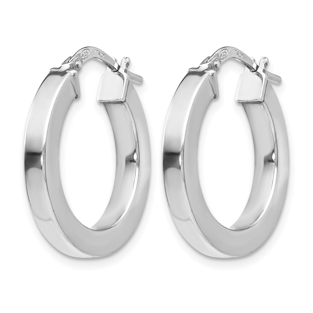 Sterling Silver Rhodium-plated Polished Hoop Earrings
