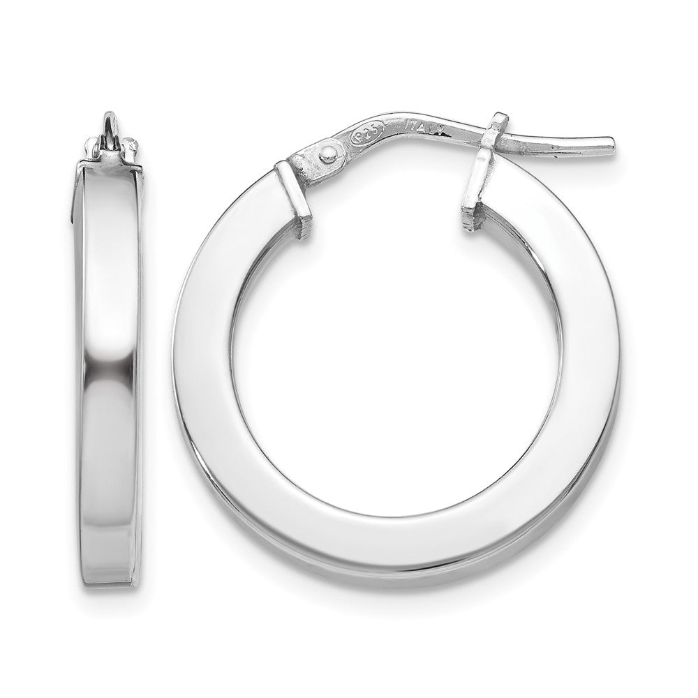 Sterling Silver Rhodium-plated Polished Hoop Earrings