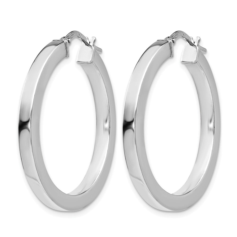 Sterling Silver Rhodium-plated Polished Hoop Earrings