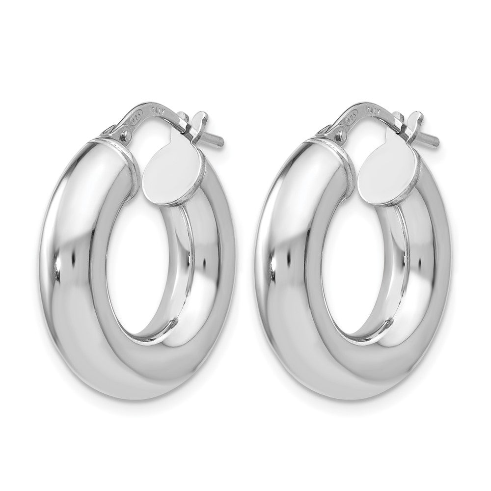 Sterling Silver Rhodium-plated Polished Hoop Earrings